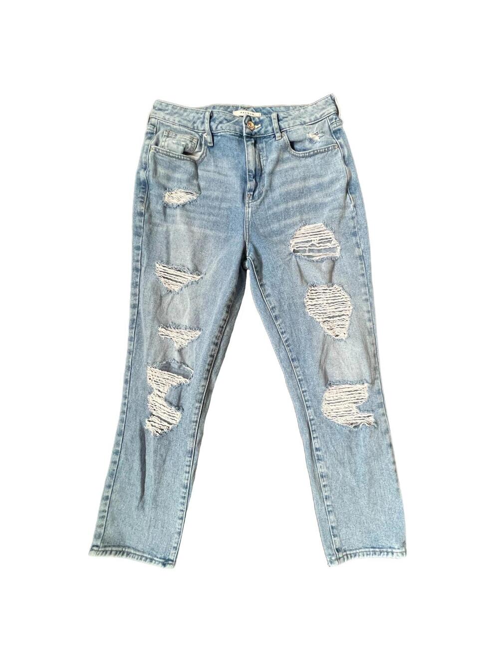 PacSun Mom Jean Light Wash Distressed High Rise Denim 28